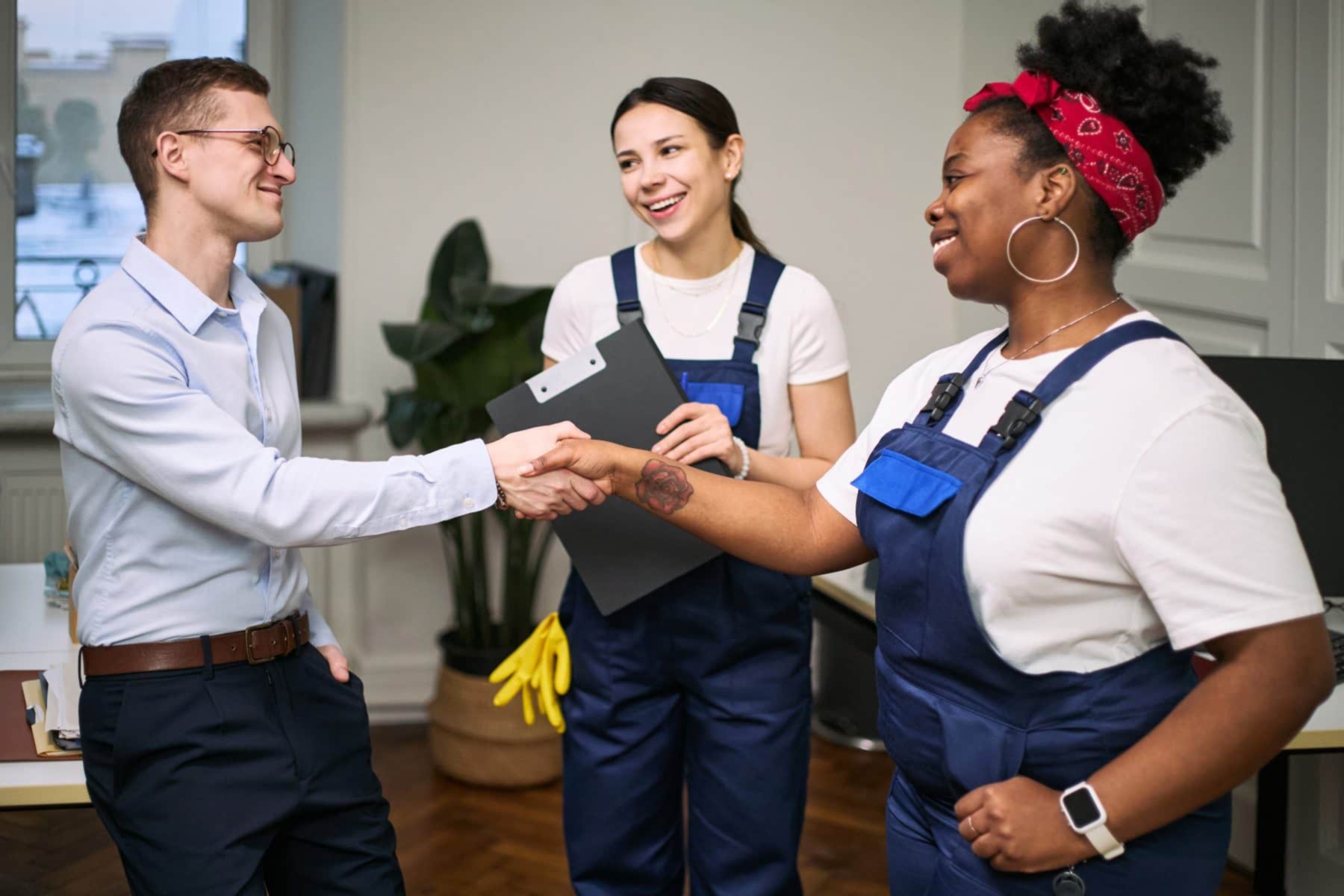 Homeowner meeting a professional House Cleaning Services Vancouver team before residential cleaning.
